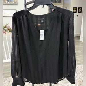 Ann Taylor Sheer Black Blouse